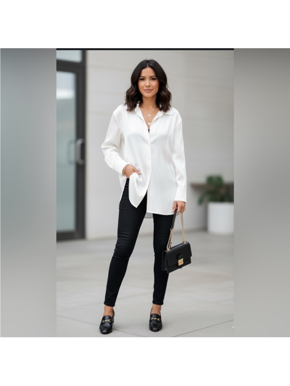 Free People White Button-Up Tunic Shirt. Medium Oversized. PTP is 25 - Picture 1 of 8